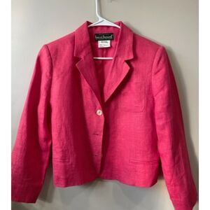 Vintage Harve' Benard Petite Size 12 Women's Pink Linen Skirt Suit